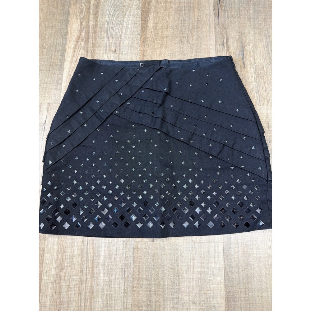 Equus Jeanstyle Vintage Y2K Studded Tiered Mini Skirt Black Denim Size 10 Brazil
